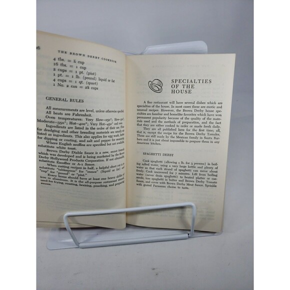 The Brown Derby Cookbook Leonard Louis Levinson 1962 Paperback VTG Collectible - Picture 12 of 16